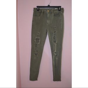 American Eagle Green Ripped Jeans